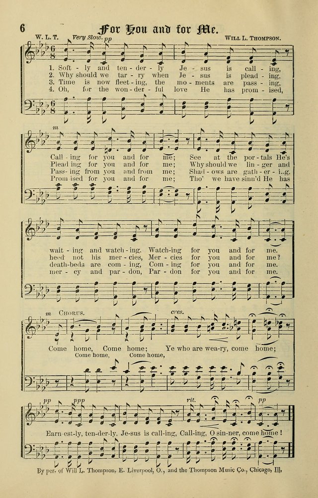 Songs of the Peacemaker: a collection of sacred songs and hymns for use in all services of the church, Sunday-school, home circle, and all kinds of evangelistic work page 6