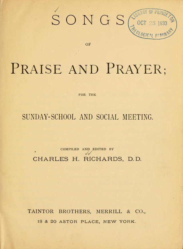 Songs of Praise and Prayer : for the Sunday School and Social Meeting page vii