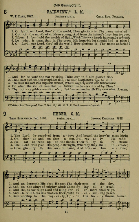 The Songs of Zion: the new official hymnal of the Cumberland Presbyterian Church page 11