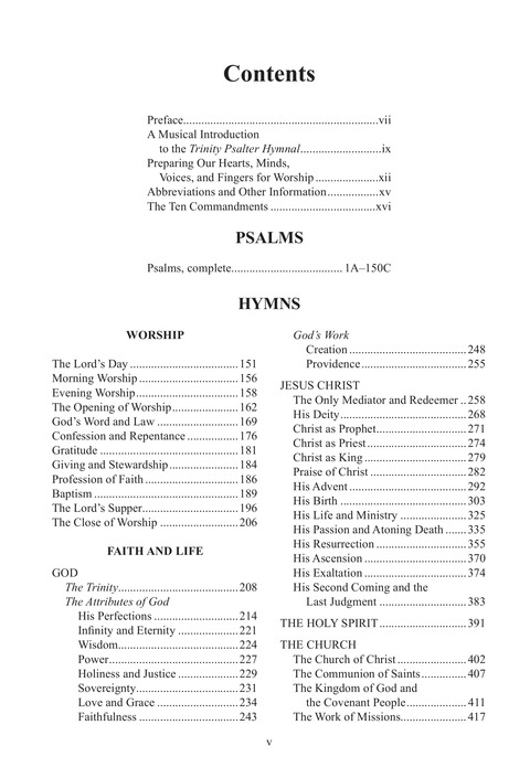 Trinity Psalter Hymnal page vi