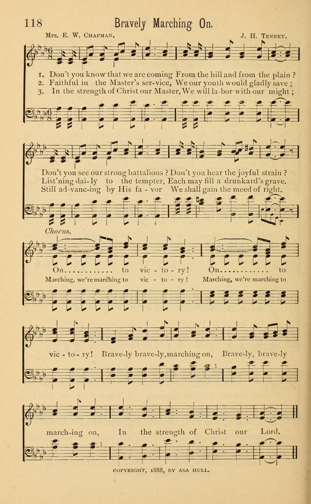 Temperance Rallying Songs: consisting of a large variety of solos, quartettes, and choruses, suited to every phase of the great temperance reformation page 118