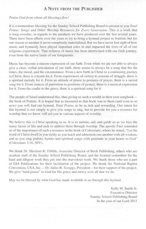Total Praise: songs and other worship resources for every generation page iv