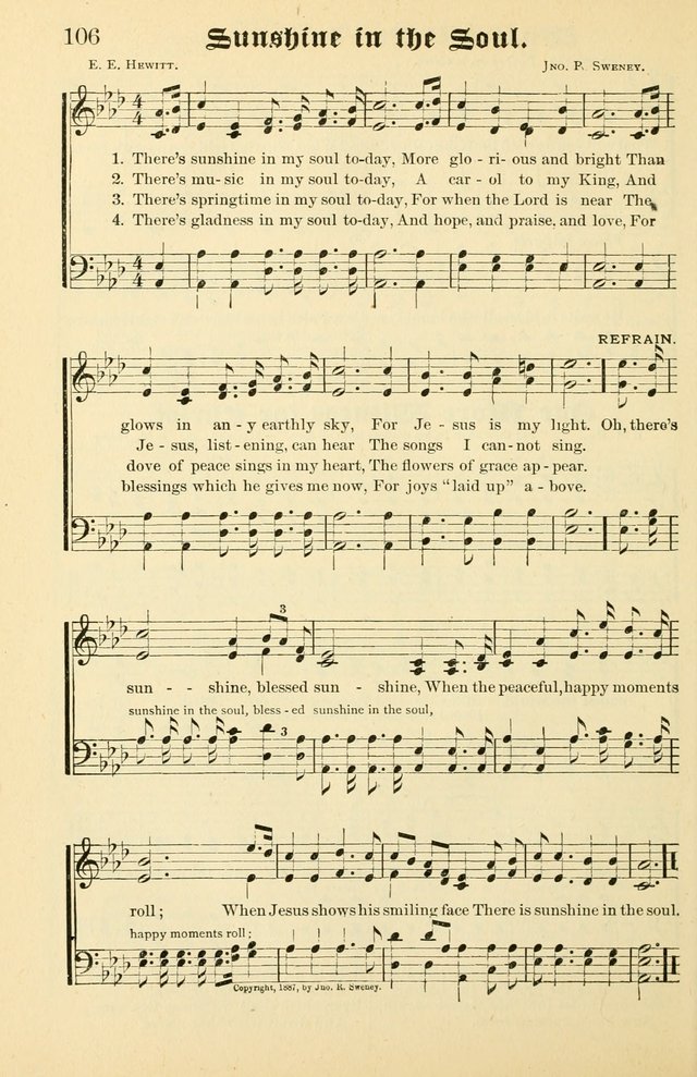 Unfading Treasures: a compilation of sacred songs and hymns, adapted for use by Sunday schools, Epworth Leagues, endeavor societies, pastors, evangelists, choristers, etc. page 106