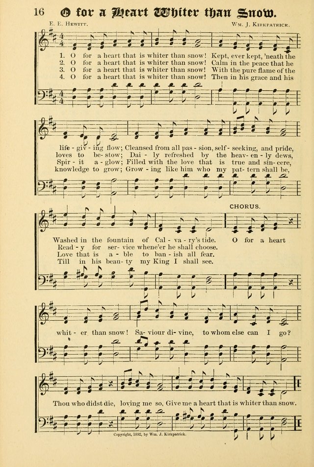Unfading Treasures: a compilation of sacred songs and hymns, adapted for use by Sunday schools, Epworth Leagues, endeavor societies, pastors, evangelists, choristers, etc. page 16