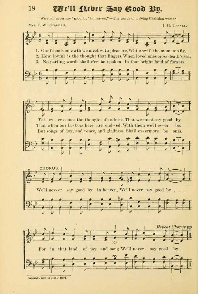 Unfading Treasures: a compilation of sacred songs and hymns, adapted for use by Sunday schools, Epworth Leagues, endeavor societies, pastors, evangelists, choristers, etc. page 18