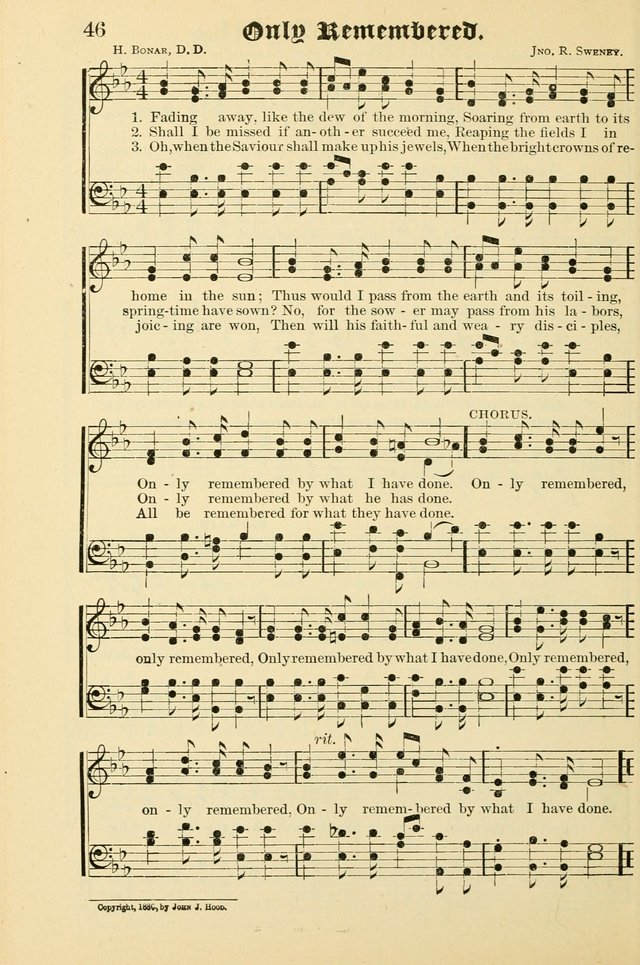 Unfading Treasures: a compilation of sacred songs and hymns, adapted for use by Sunday schools, Epworth Leagues, endeavor societies, pastors, evangelists, choristers, etc. page 46