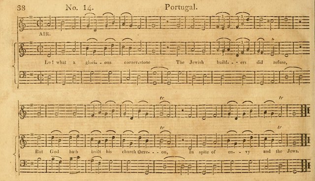 The Vocal Companion: containing a concise introduction to the practice of music, and a set of tunes of various metres, arranged progressively for the use of learners page 38
