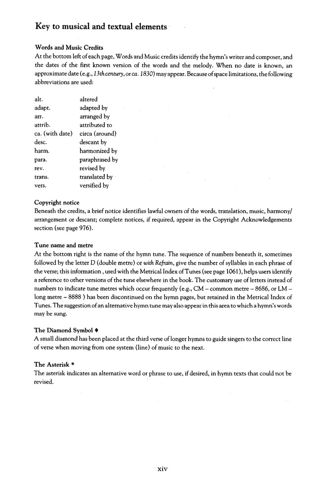 Voices United: The Hymn and Worship Book of The United Church of Canada page xii
