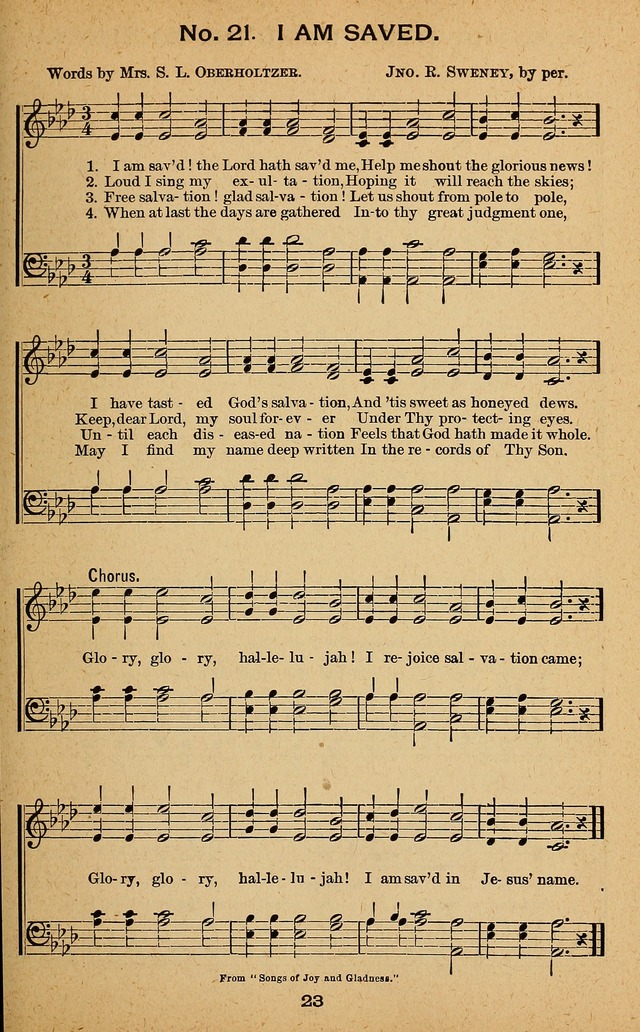 Windows of Heaven: hymns new and old for the church, Sunday school and home used by Rev. H.M. Wharton in evangelistic work page 23