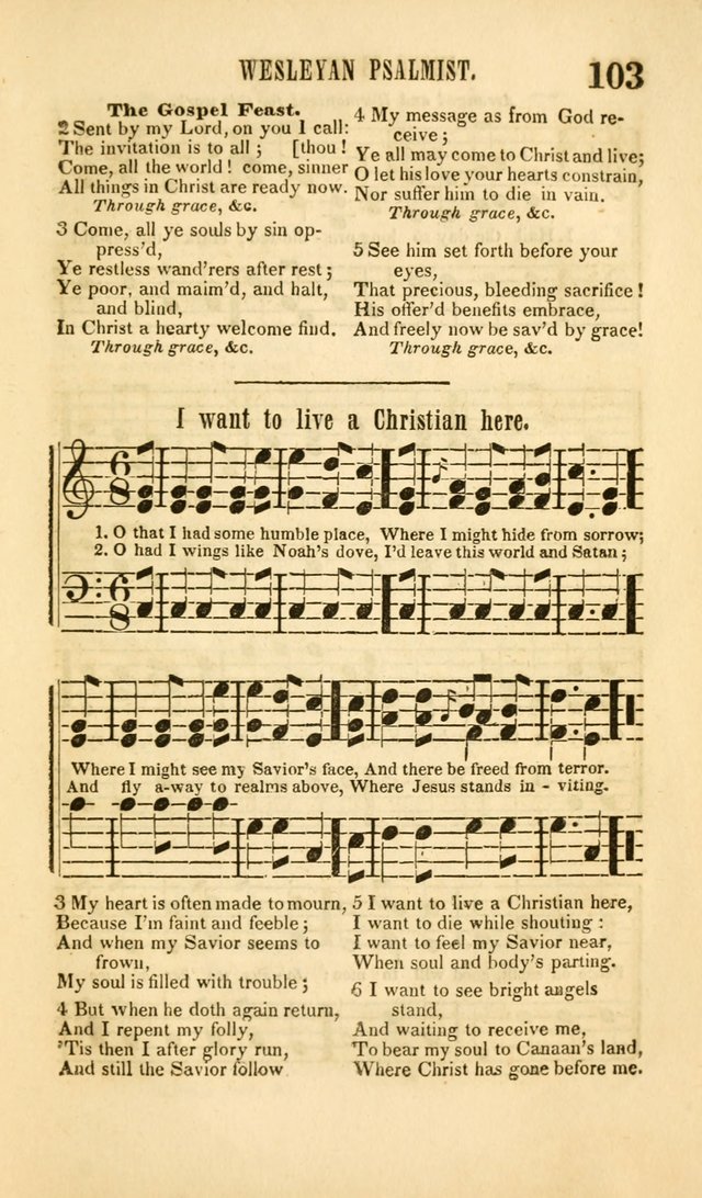 The Wesleyan Psalmist, or Songs of Canaan: a collection of hymns and tunes designed to be used at camp-meetings, and at class and prayer meetings, and other occasions of social devotion page 110