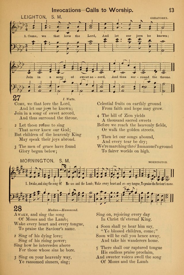 Worship in Song: a selection of hymns and tunes for the Service of the Sanctuary  page 13