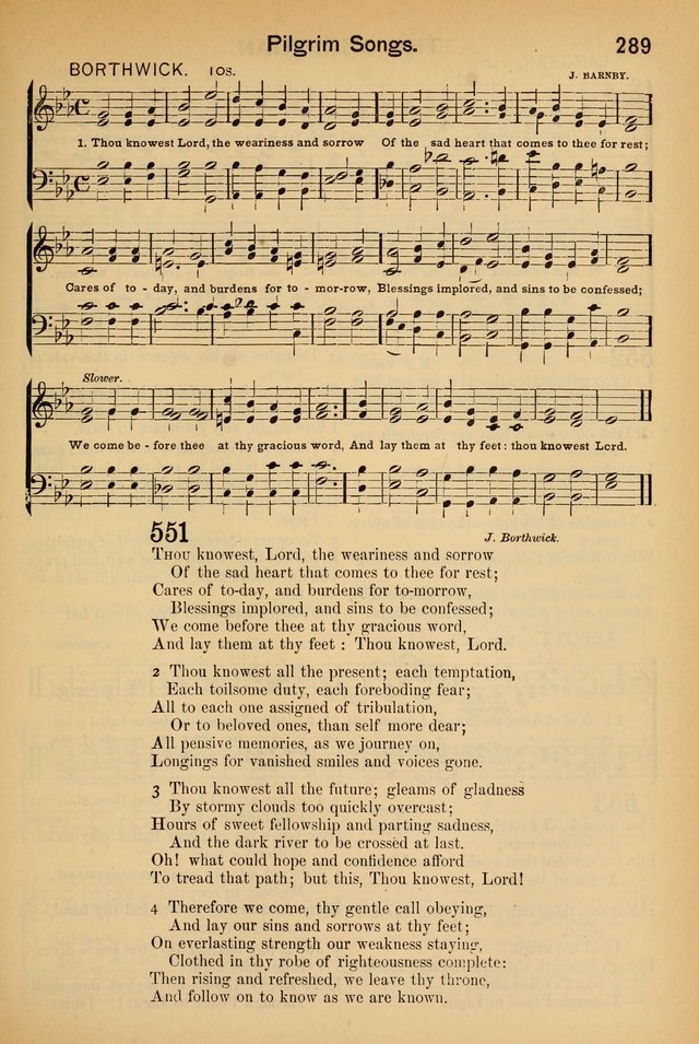 Worship in Song: a selection of hymns and tunes for the Service of the Sanctuary  page 289