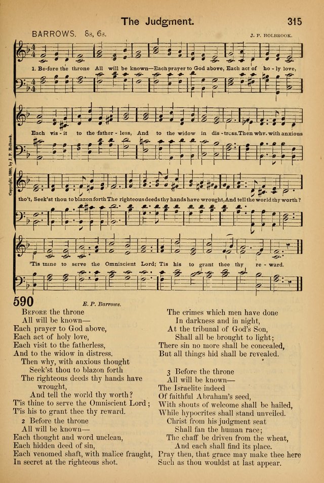 Worship in Song: a selection of hymns and tunes for the Service of the Sanctuary  page 315