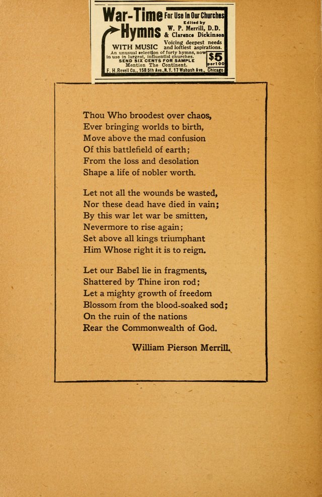 War-Time Hymns page ii