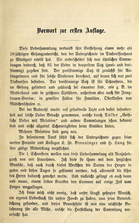 Zwei- und dreistimmige geistliche Lieder und Choräle: zum Gebrauch der Schwestern des Stuttgarter Diakonissenhauses, der Jungfrauen- und ähnlicher Vereine (2. Auflage) page vi